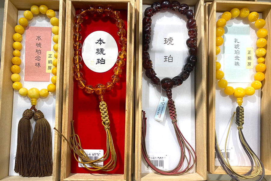数珠コーナー男性用数珠　琥珀　上野桜木店