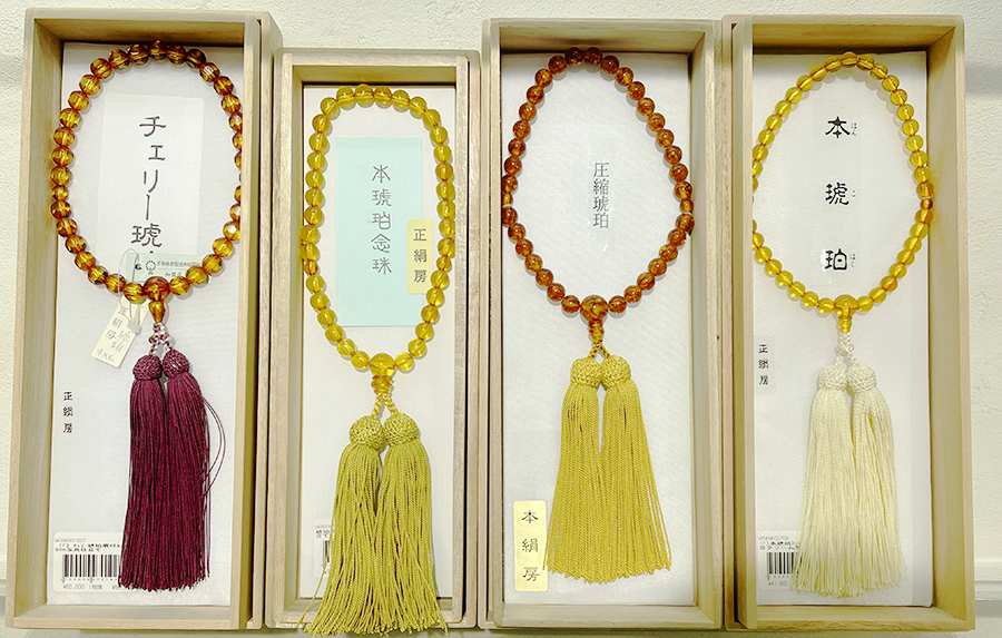 数珠コーナー女性用数珠　琥珀　上野桜木店